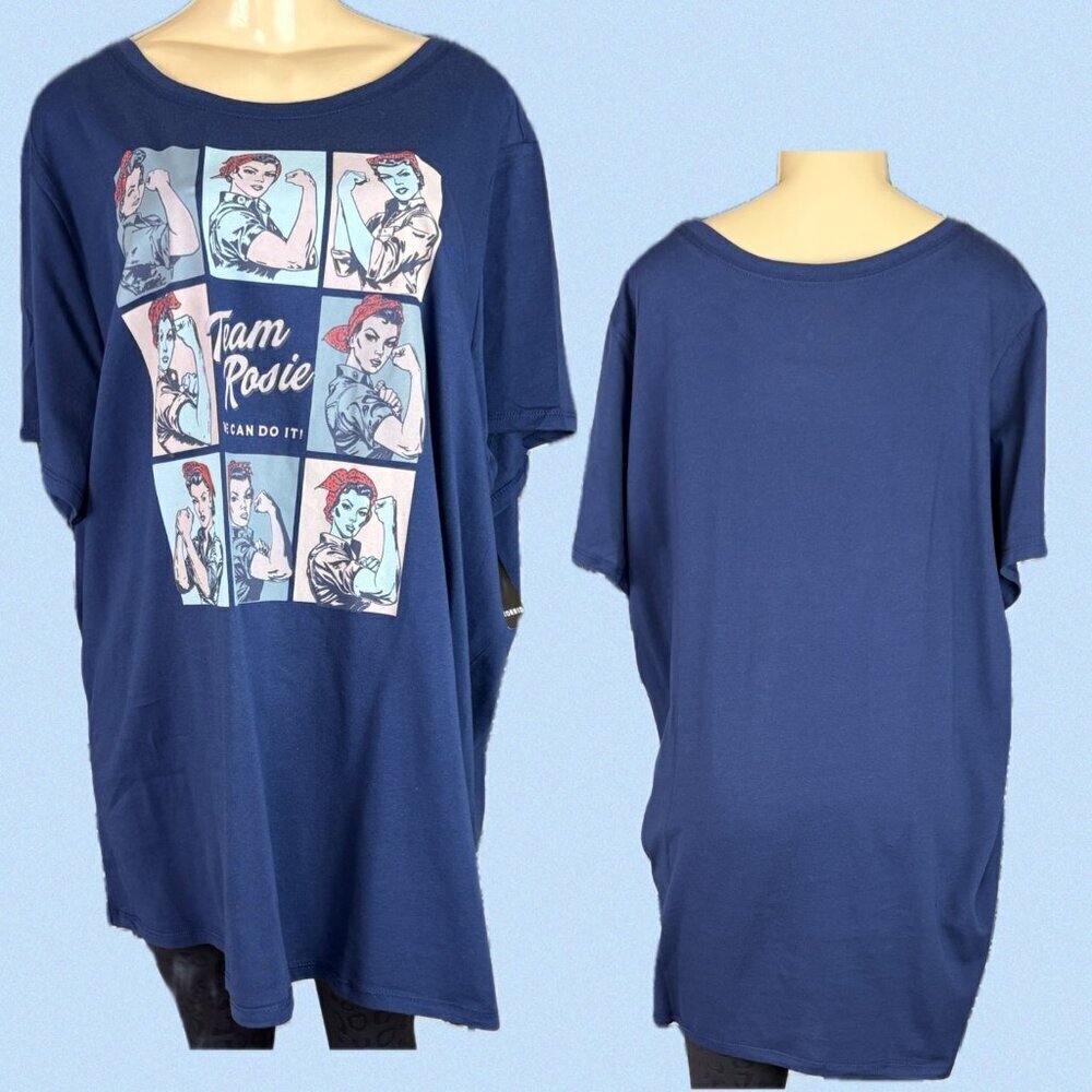 Vinyl Icons +6 Blue Crew Rosie Riveter We Can Do It! Graphic Short Sleeve Tee